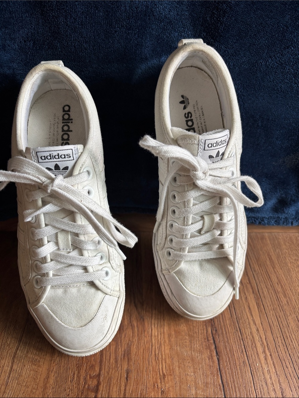 adidas White Nizza platform Canvas Low-Top Sneakers